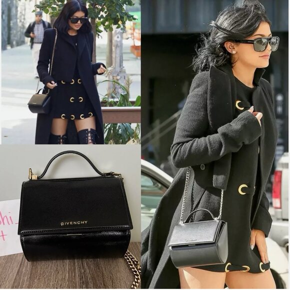Givenchy Black Patent Leather Pandora Box Mini Crossbody Bag Chain Strap - Picture 1 of 14